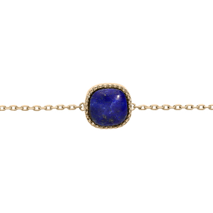 BRACELET PLAQUÉ OR CARRÉ LAPIS LAZULII VÉRITABLE 16+2CM