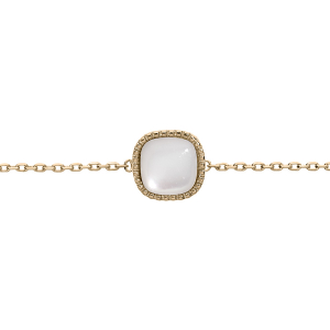 BRACELET PLAQUÉ OR CARRÉ NACRE BLANCHE VÉRITABLE 16+2CM