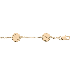 BRACELET PLAQUÉ OR 4 PASTILLES MARTELÉES 15+3,5CM