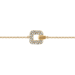 BRACELET PLAQUÉ OR CARRÉ OXYDES BLANCS SERTIS 18CM RÉGLABLE 16