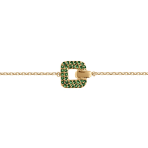BRACELET PLAQUÉ OR CARRÉ OXYDES VERT  SERTIS 18CM RÉGLABLE 16