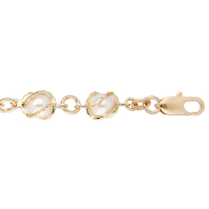 BRACELET PLAQUÉ OR PERLES BLANCHES SYNTHÉTIQUE 16+3CM
