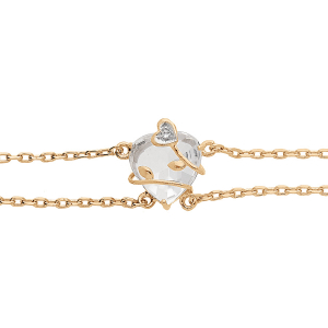 BRACELET PLAQUÉ OR COEUR OXYDE BLANC AVEC VOLUTE 15+3CM