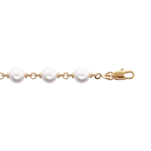 BRACELET PLAQUÉ OR PERLE BLANCHE SYNTHÉTIQUE 16+3CM