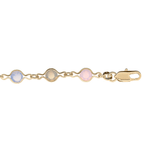 BRACELET PLAQUÉ OR TUTTI FRUTTI PIERRES BLANCHES 16+4CM