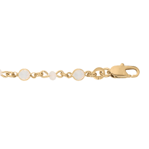 BRACELET PLAQUÉ OR TUTTI FRUTTI PIERRES IMITATION OPALE  BLANCHES SYNTHETIQUE 16+3CM