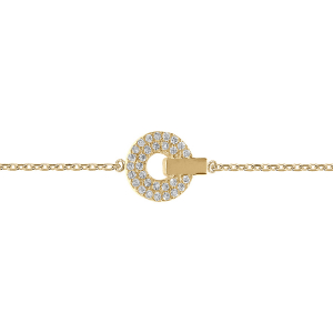 BRACELET PLAQUÉ OR ROND OXYDES BLANCS SERTIS 18CM RÉGLABLE 16