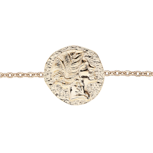 BRACELET PLAQUÉ OR MOTIF DEESSE GRECQUE FINITION ANTIQUE 16+2CM