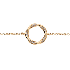 BRACELET PLAQUÉ OR CERCLE TORSADE AVEC OXYDES BLANCS SERTIS 16+2CM