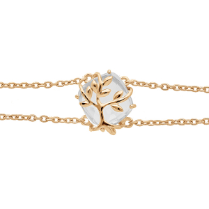 BRACELET PLAQUÉ OR OXYDE BLANC AVEC VOLUTE ARBRE DE VIE  16+3CM