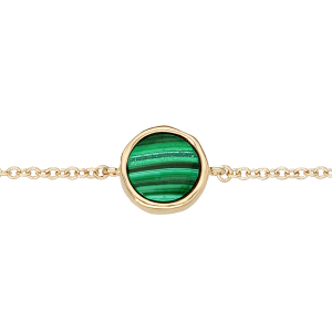 BRACELET PLAQUÉ OR FORME IRREGULIERE AVEC MALACHITE VÉRITABLE 16+2CM
