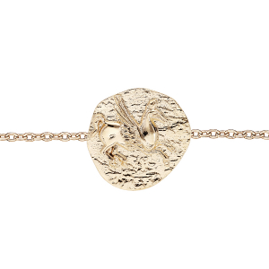 BRACELET PLAQUÉ OR JONC MONNAIE GRECQUE CHEVAL AVEC AILE FINITION ANTIQUE