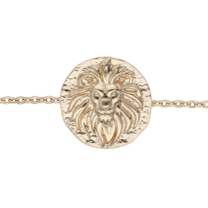 BRACELET PLAQUÉ OR MOTIF LION FINITION ANTIQUE 16+2CM