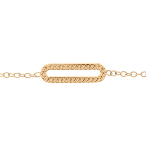 BRACELET PLAQUÉ OR 1 ELEMENT RECTANGULAIRE PERLÉ 16+3CM