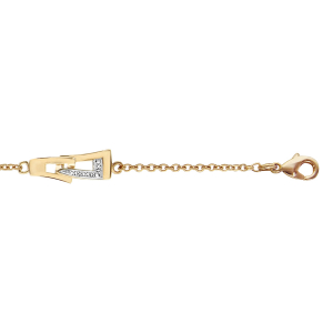 BRACELET PLAQUÉ OR MOTIFS ENTRELACES PIERRES BLANCHES 16+3CM