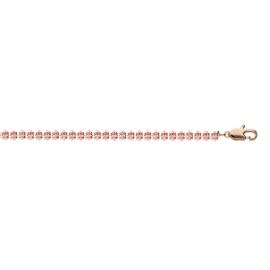 BRACELET PLAQUÉ OR OXYDES FORME NAVETTES ROSES SERTIS 17+3CM
