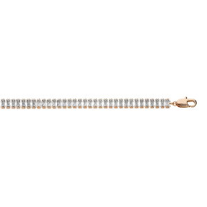 BRACELET PLAQUÉ OR OXYDES RECTANGULAIRES BLANCS SERTIS 17+3CM