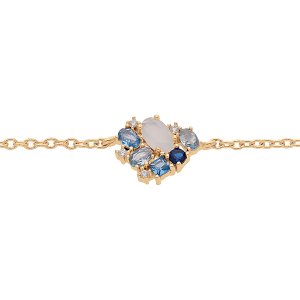 BRACELET PLAQUÉ OR OXYDES BLEUS ET BLANCS 16+2CM