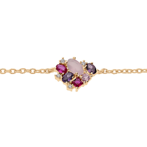 BRACELET PLAQUÉ OR OXYDES MULTI COULEURS 16+2CM