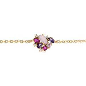 BRACELET PLAQUÉ OR OXYDES MULTI COULEURS 16+2CM