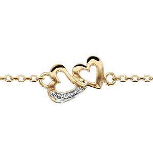 BRACELET PLAQUÉ OR DOUBLE COEURS DECOUPES 16+3CM