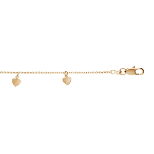 BRACELET PLAQUÉ OR PAMPILLES COEURS  16+3CM