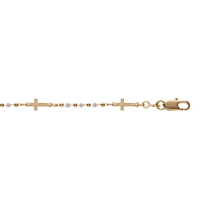 BRACELET PLAQUÉ OR CROIX ET BOULES  16+3CM