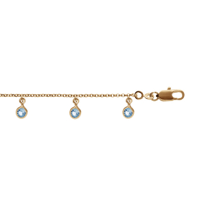 BRACELET PLAQUÉ OR PAMPILLES OXYDES CIEL ET BLANCS 16+3CM