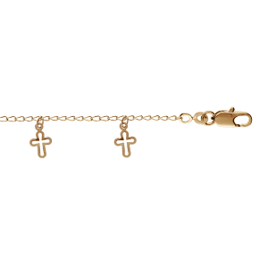 BRACELET PLAQUÉ OR PAMPILLES CROIX  16+3CM