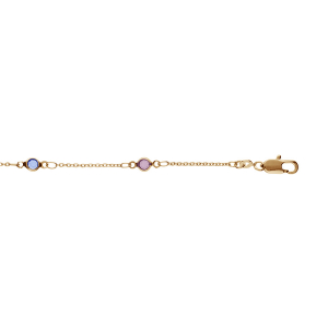 BRACELET PLAQUÉ OR OXYDES MULTI COULEURS 16+3CM