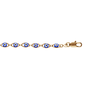 BRACELET PLAQUÉ OR OEIL DE LA CHANCE BLEU 16+3CM