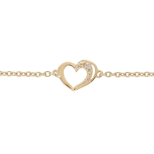 BRACELET PLAQUÉ OR COEUR OXYDES BLANCS SERTIS 15+3CM