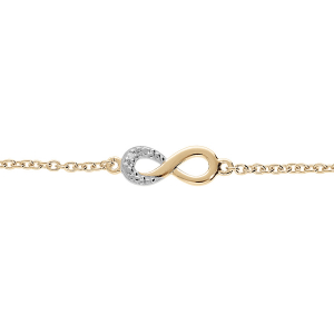 BRACELET PLAQUÉ OR INFINI OXYDES BLANCS SERTIS 15+3CM