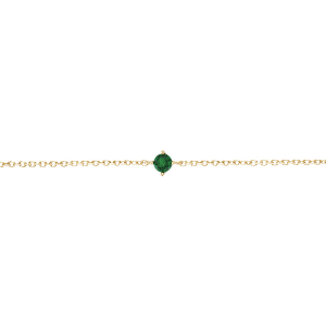 BRACELET PLAQUÉ OR SOLITAIRE OXYDE VERT 4MM 16+2CM