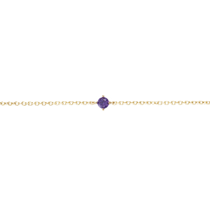 BRACELET PLAQUÉ OR SOLITAIRE OXYDE VIOLET 4MM 16+2CM