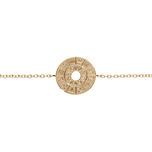 BRACELET PLAQUÉ OR DISQUE EVIDÉE CALENDRIER ASTROLOGIE ET SOLEIL 16+2CM