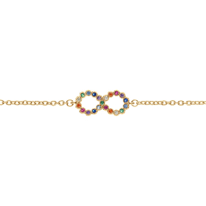 BRACELET PLAQUÉ OR MOTIF INFINI MULTI COULEURS  16+2CM