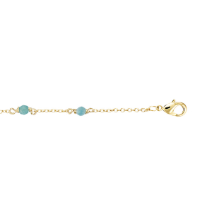 BRACELET PLAQUÉ OR PIERRE AMAZONITE VÉRITABLE 16+2CM