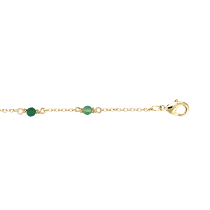 BRACELET PLAQUÉ OR PIERRE AGATE VERTE VÉRITABLE 16+2CM