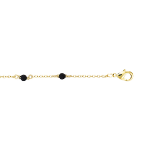 BRACELET PLAQUÉ OR PIERRE ONYX  VÉRITABLE 16+2CM