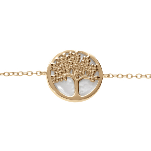 BRACELET PLAQUÉ OR ARBRE DE VIE AVEC NACRE BLANCHE 16+2CM
