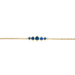 BRACELET PLAQUÉ OR OXYDES BLEU HORIZONTAL  15.5+2.5M