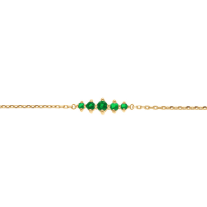 BRACELET PLAQUÉ OR OXYDES VERT HORIZONTAL  15.5+2.5M