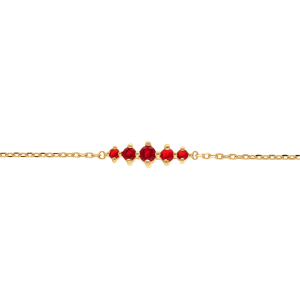 BRACELET PLAQUÉ OR OXYDES ROUGE HORIZONTAL  15.5+2.5M