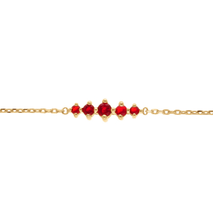BRACELET PLAQUÉ OR OXYDES ROUGE HORIZONTAL  15.5+2.5M