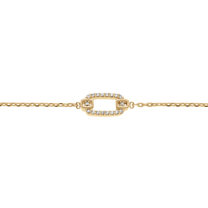 BRACELET PLAQUÉ OR RECTANGLE ORNÉ OXYDES BLANCS 15.5+2.5CM