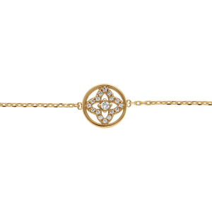 BRACELET PLAQUÉ OR CERCLE AVEC FLEUR OXYDES BLANCS  15.5+2.5CM