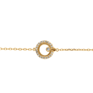 BRACELET PLAQUÉ OR CERCLES OXYDES BLANCS  15.5+2.5CM