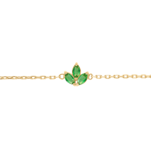 BRACELET PLAQUÉ OR 3 OXYDES VERT  15.5+2.5CM
