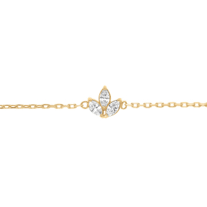 BRACELET PLAQUÉ OR 3 OXYDES BLANC  15.5+2.5CM